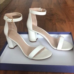 Stuart Weitzman Lessnudist White Wedding Heels